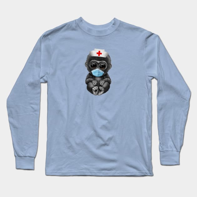 Cute Baby Gorilla Nurse Long Sleeve T-Shirt by jeffbartels